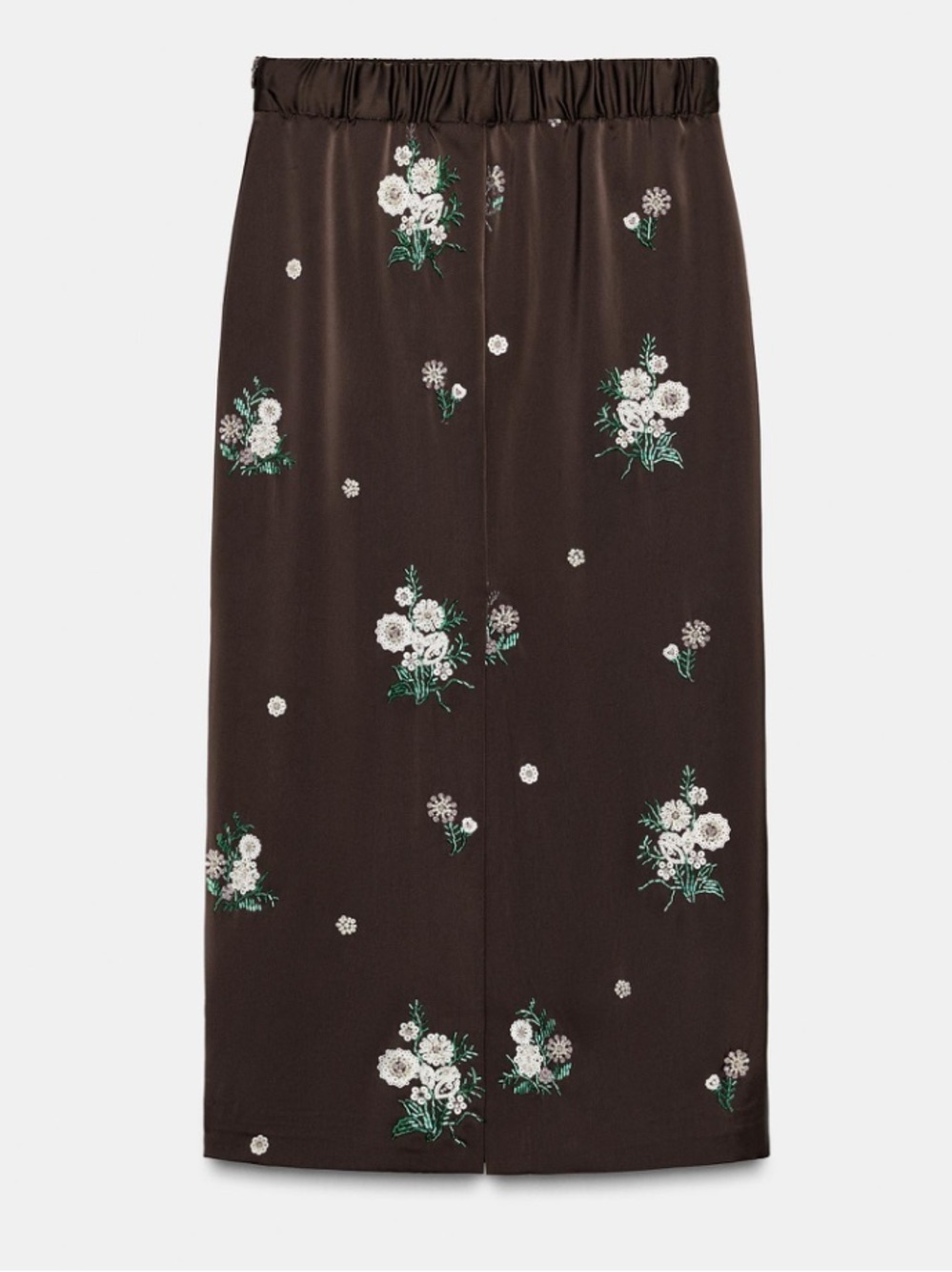 Zara Collection Chocolate Brown Sequin Embroidered Midi Skirt | S - Picture 3 of 10
